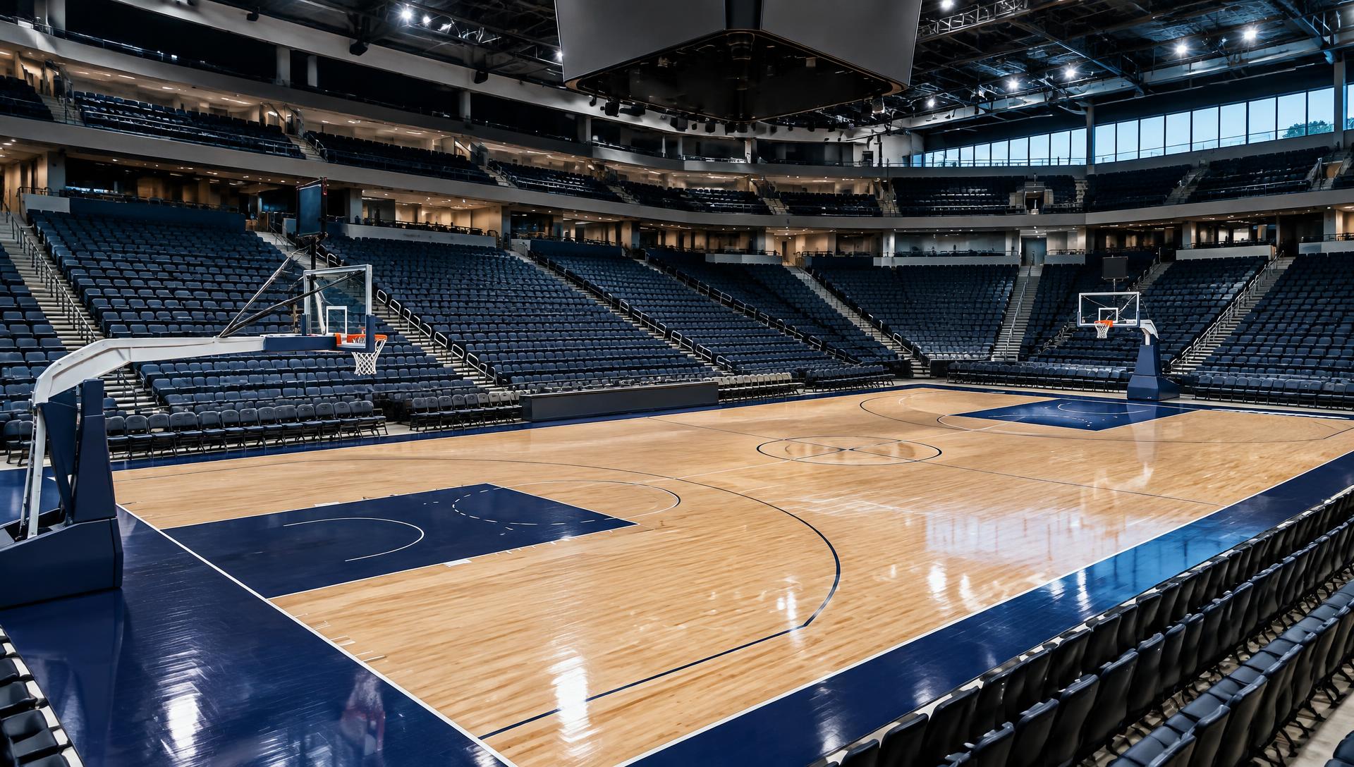 Basketball arena prepared for a professional game