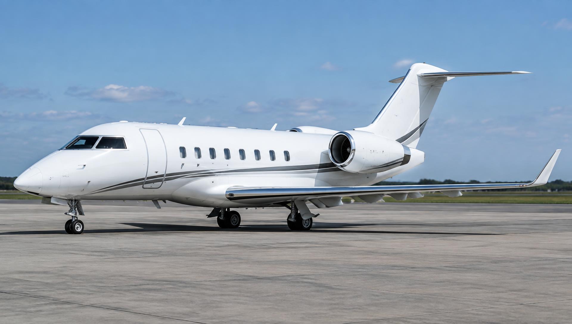 Private business jet positioned for charter