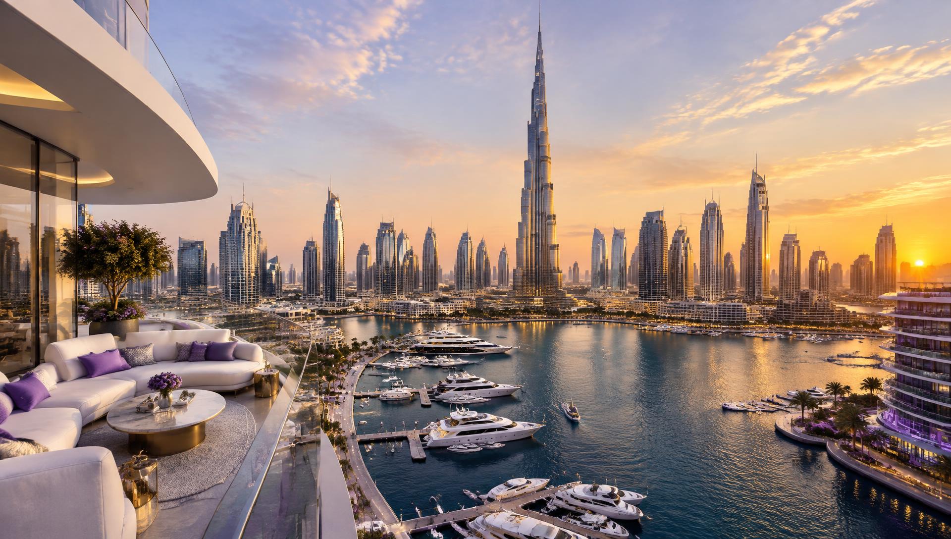 Dubai skyline in the Middle East