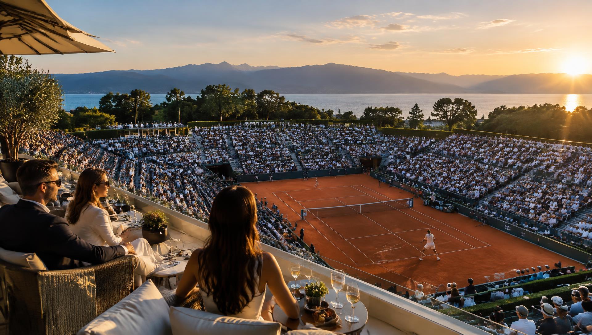Tennis championship viewed from a private hospitality terrace