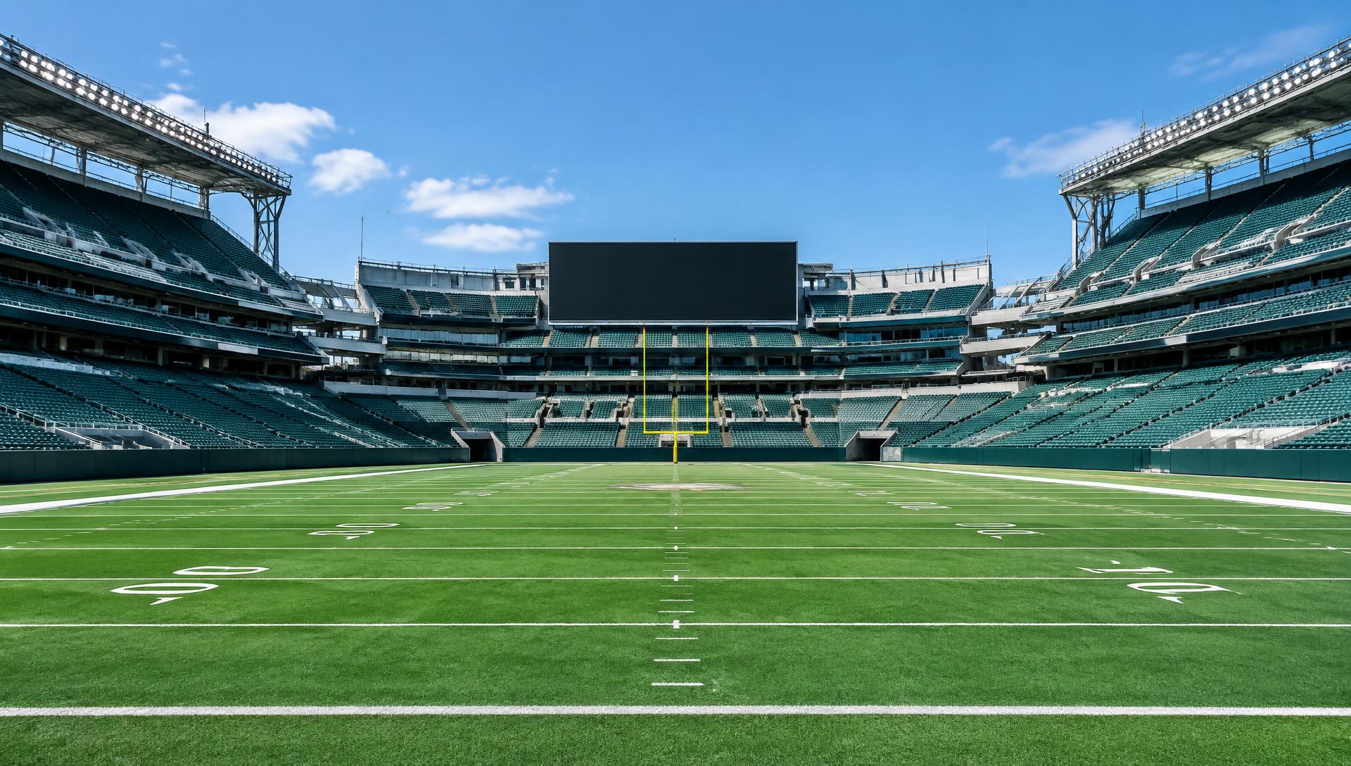 American football stadium prepared for game day