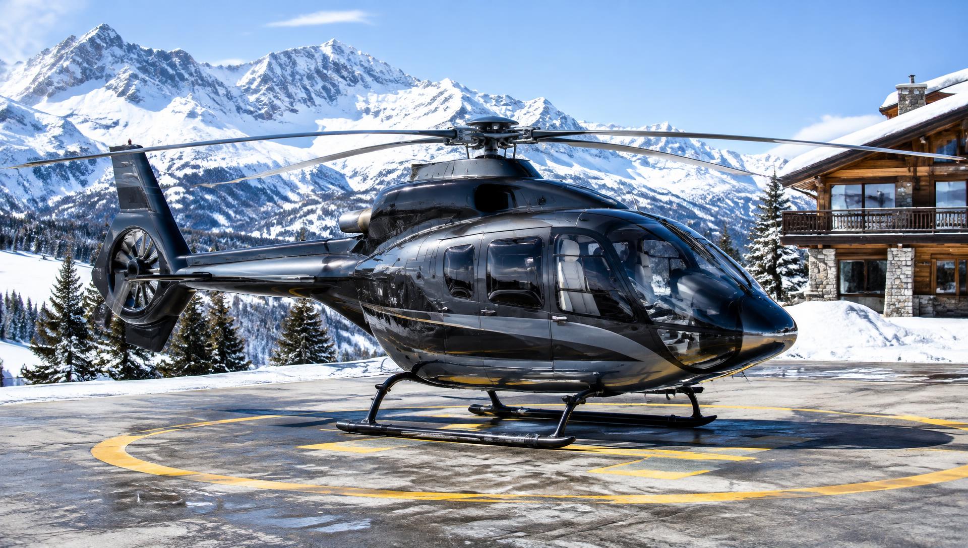 Executive helicopter at an alpine resort