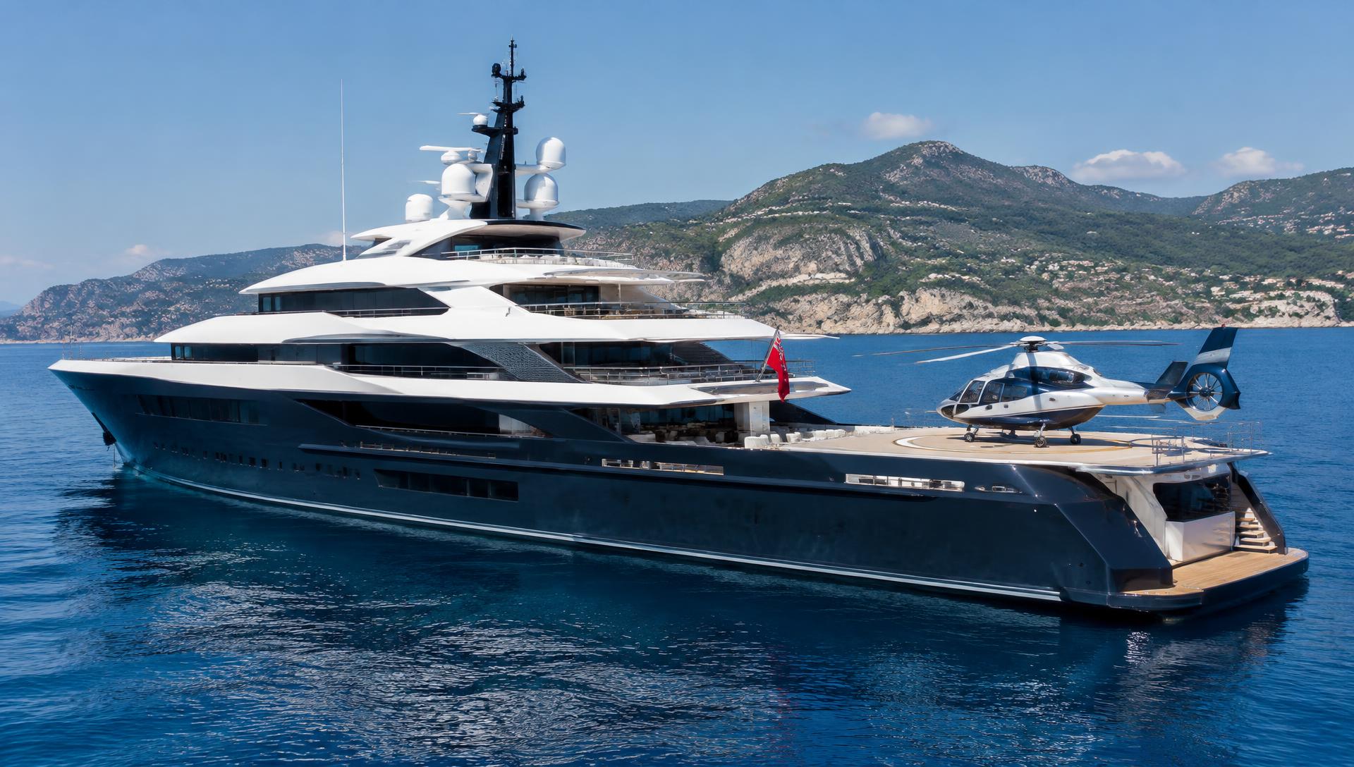 Helicopter on a superyacht helideck