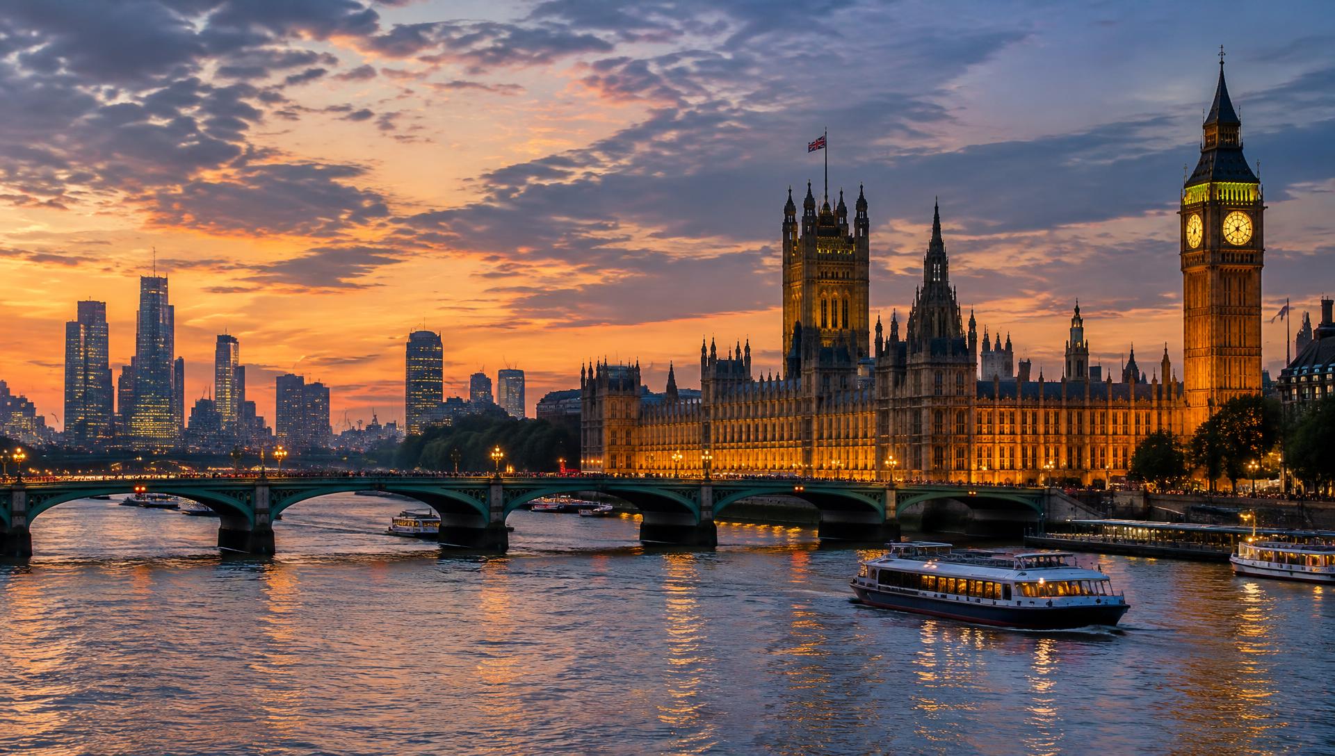 London skyline and streets in Europe