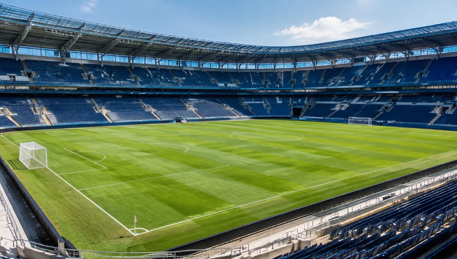Soccer stadium on match day