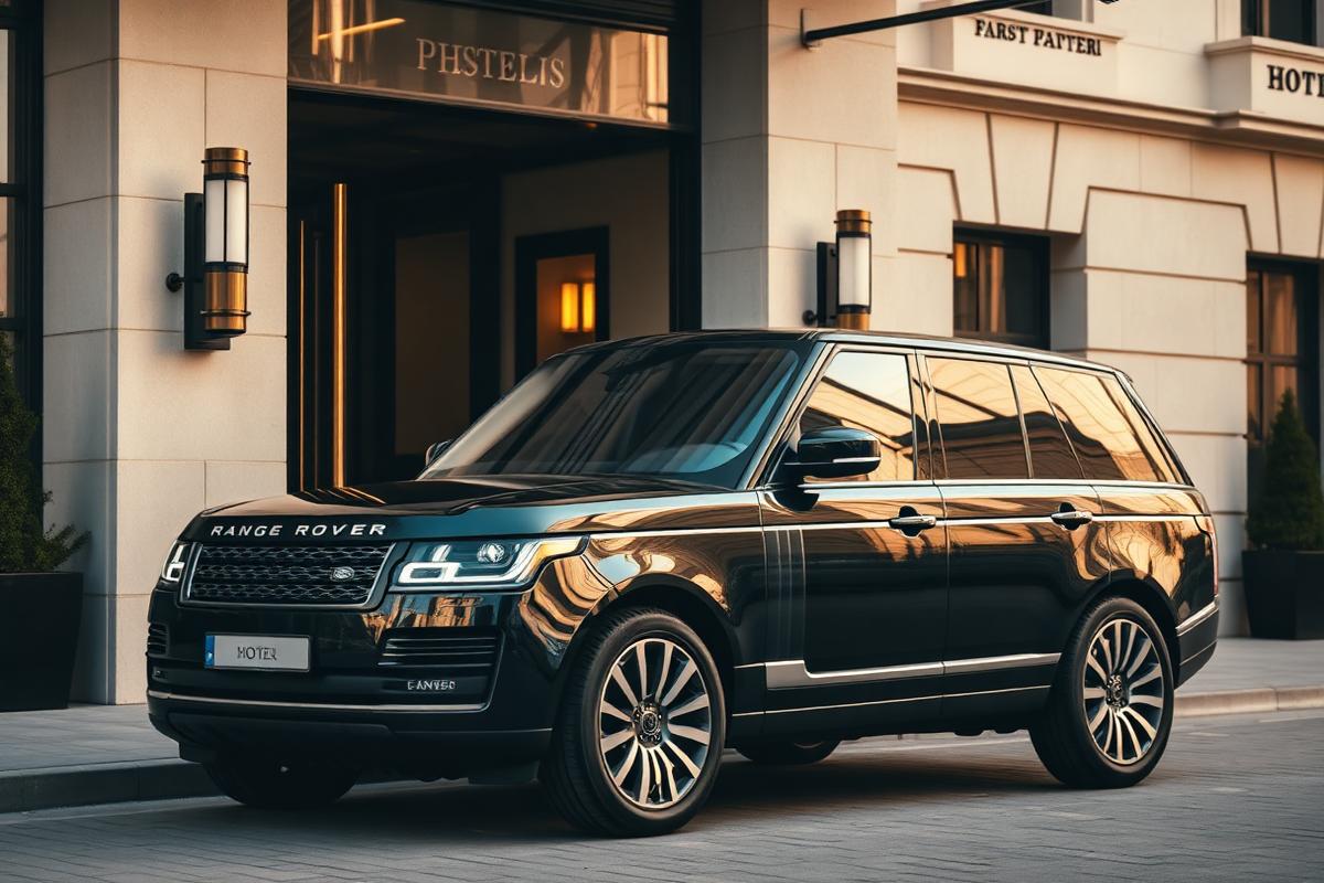 First class luxury SUV with chauffeur at the rear door